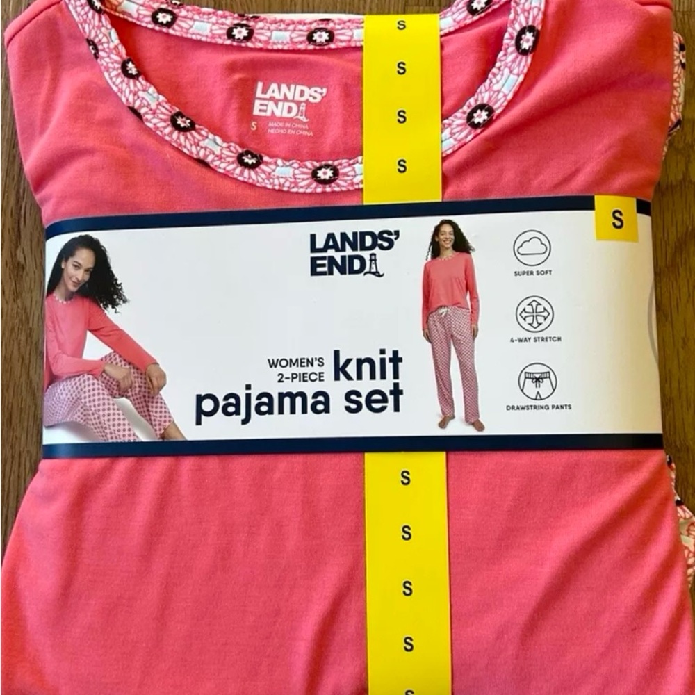 Lands' End Women's 2-Piece Knit Pajama Set, Peach Color, Sz Small  NEW
